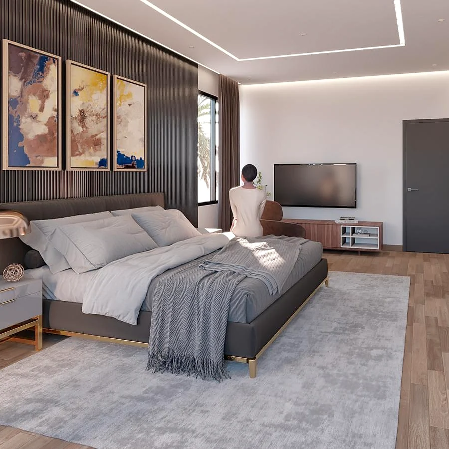 Atta Doku Meadows master suite — LED ceiling lighting and designer finishes