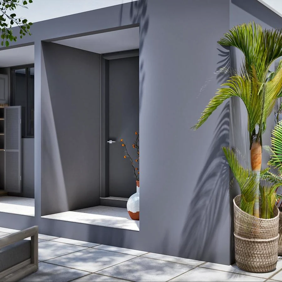 Atta Doku Meadows exterior courtyard with tropical landscaping